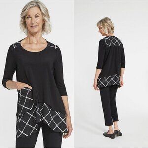 Sympli Whisper Pocket Top Tunic Crosshatch Pattern Layers Tunic 16